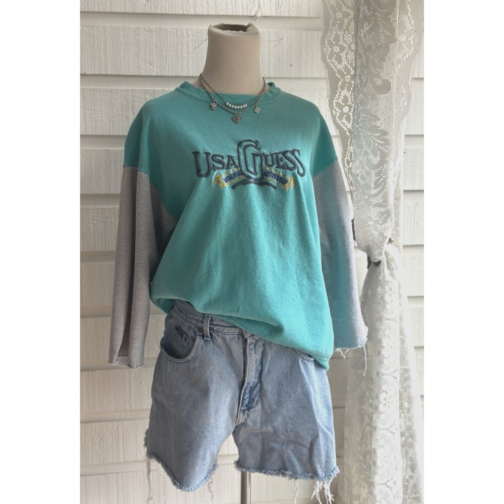 Vintage 90s GUESS Products Georges Marciano Sweater Sweatshirt USA Distressed